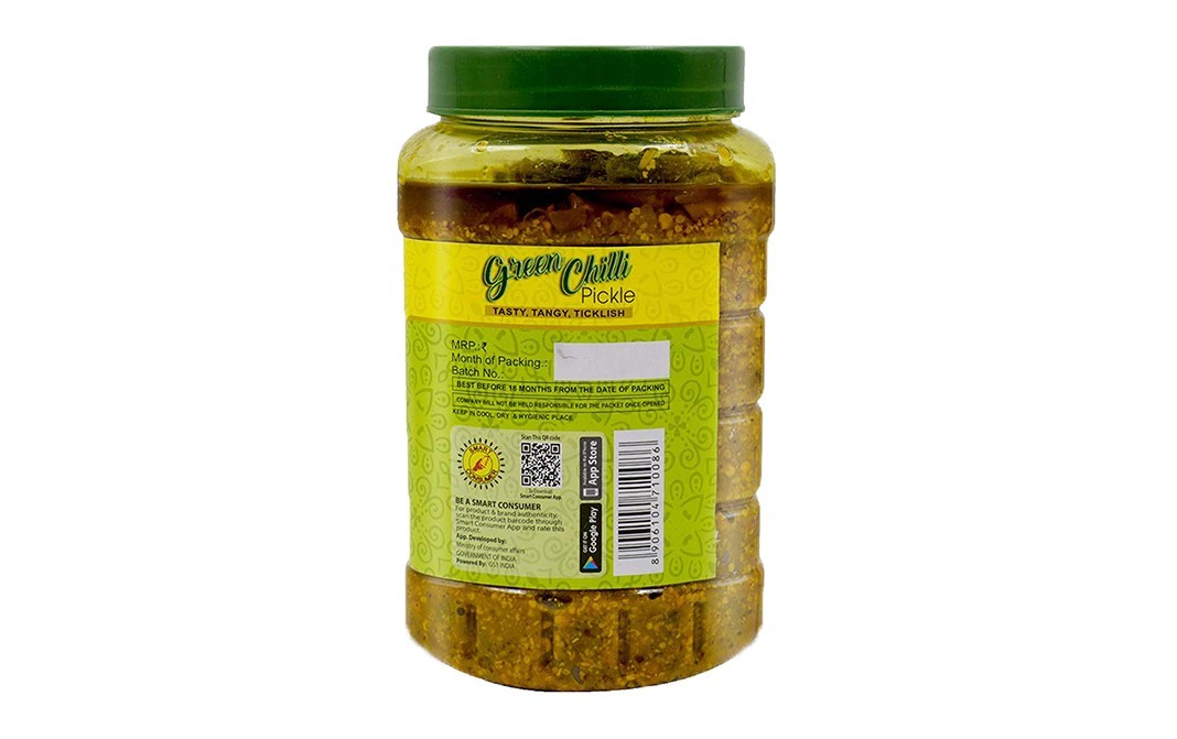 Everin Green Chilli Pickle    Plastic Jar  1 kilogram